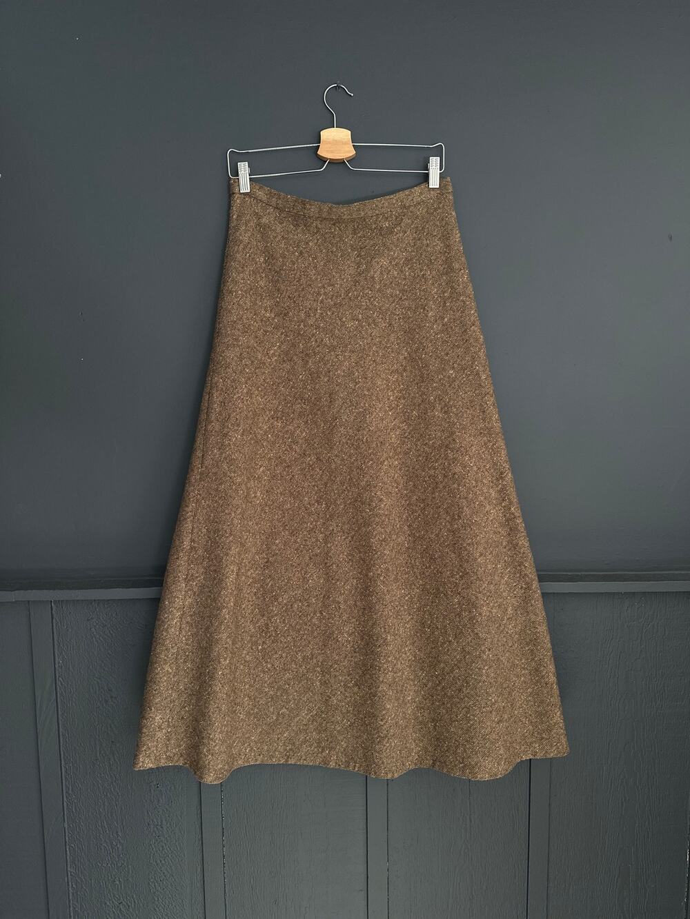 Vintage Wool Blend Brown Tweed A Line Maxi High Waist Skirt Sz 12 Newport News